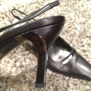 Salvatore Ferragamo black leather high-heel slings
